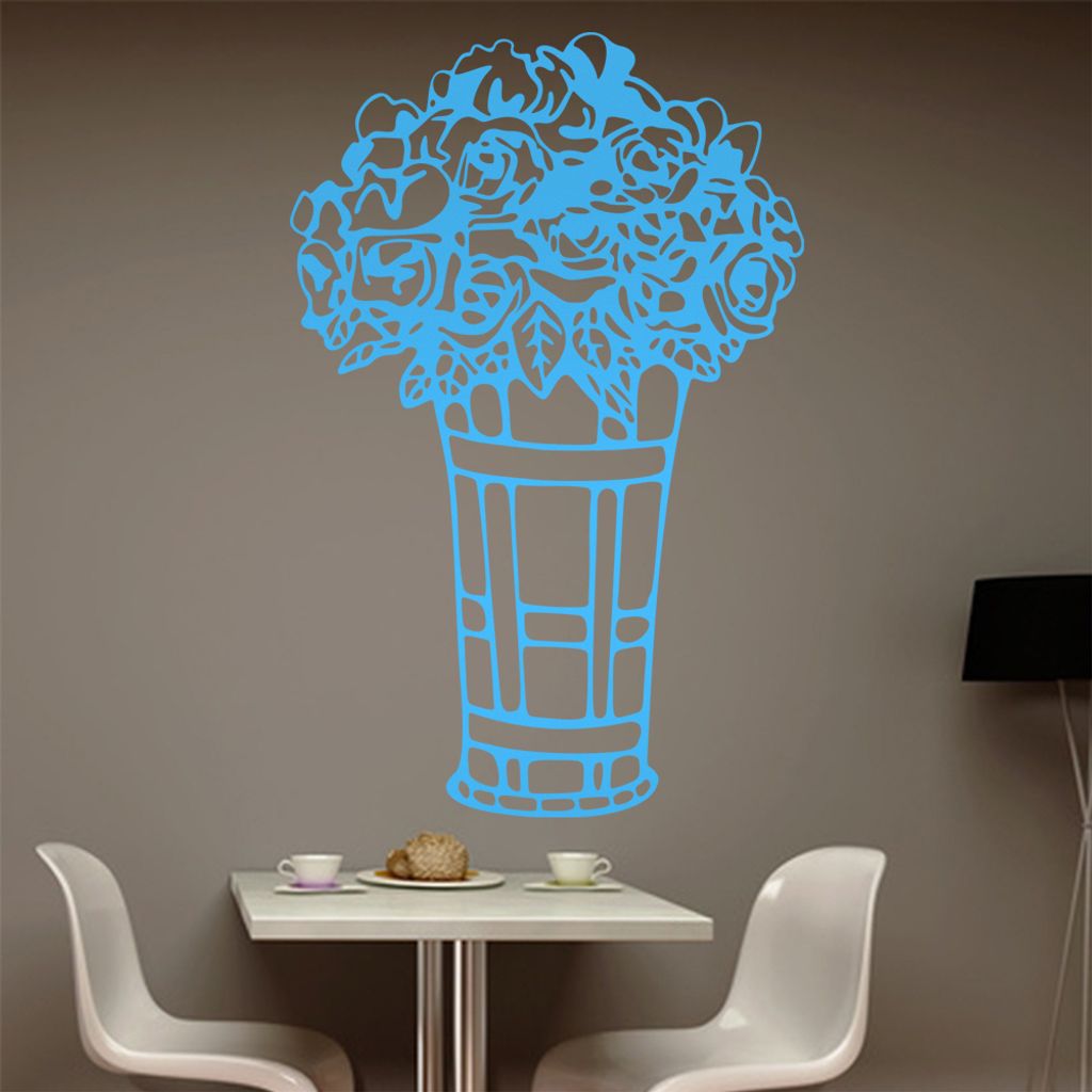Rosen - Vase - Blumenstrauß Wandtattoo in 6 Größen - Wandaufkleber Wall Sticker - Dekoration, Küche, Wohnzimmer, Schlafzimmer, Badezimmer
