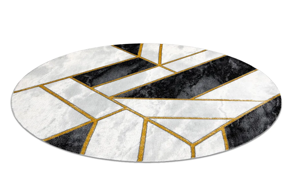 Grand tapis de salon rond design géométrique chic, effet marbre 120cm