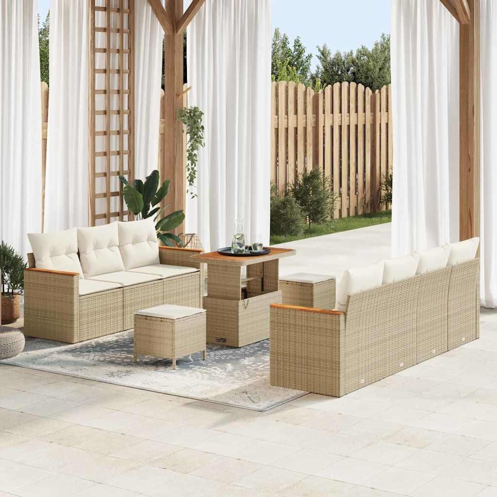 Maison Exclusive - Gartensofa-set 10 pcs Beige Poly-Rattan