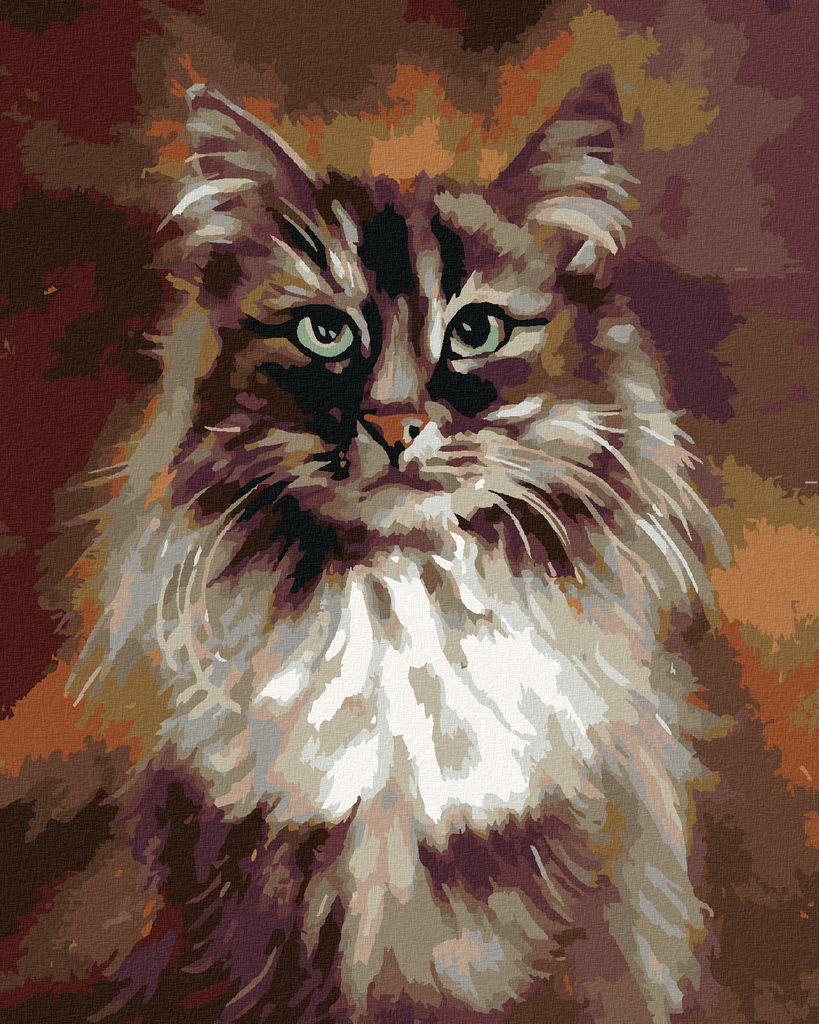 Zuty - Malen nach Zahlen - KATZE AUF BRAUNEM HINTERGRUND, 40x50 cm, ohne Keilrahmen