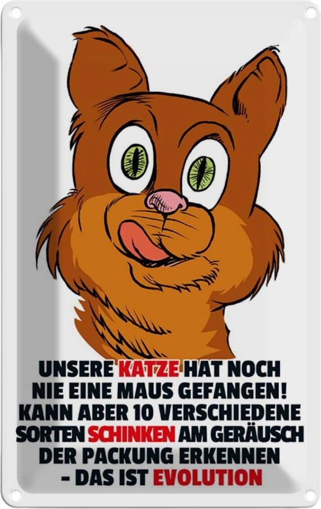 vianmo Blechschild 18x12 cm Katze hat noch nie Maus Produktbild 