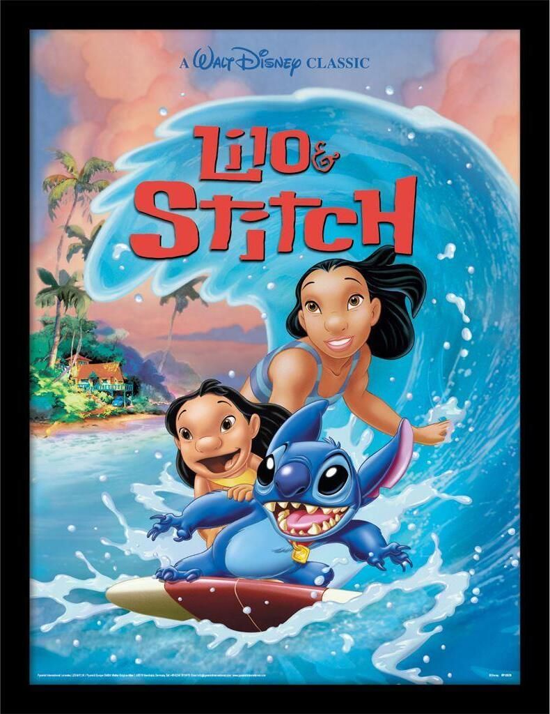 Lilo & Stitch - Gerahmtes Poster "Wave Surf" PM9125 (40 cm x 30 cm) (Bunt)