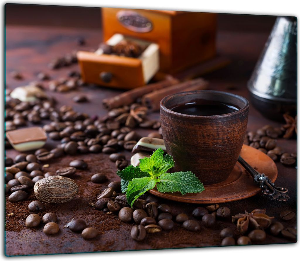 Herdabdeckplatten Glaskeramikkochfeld-Abdeckung Spritzschutz Glas 60x52cm Kaffee