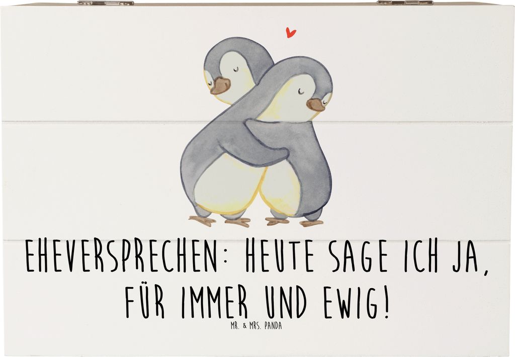 Mr. & Mrs. Panda Geschenkbox Eheversprechen für immer 22 x 15 cm - Weiß - Geschenk, kiste holz, fotobox, Partner, handgefertigt, Schatulle, Handw...