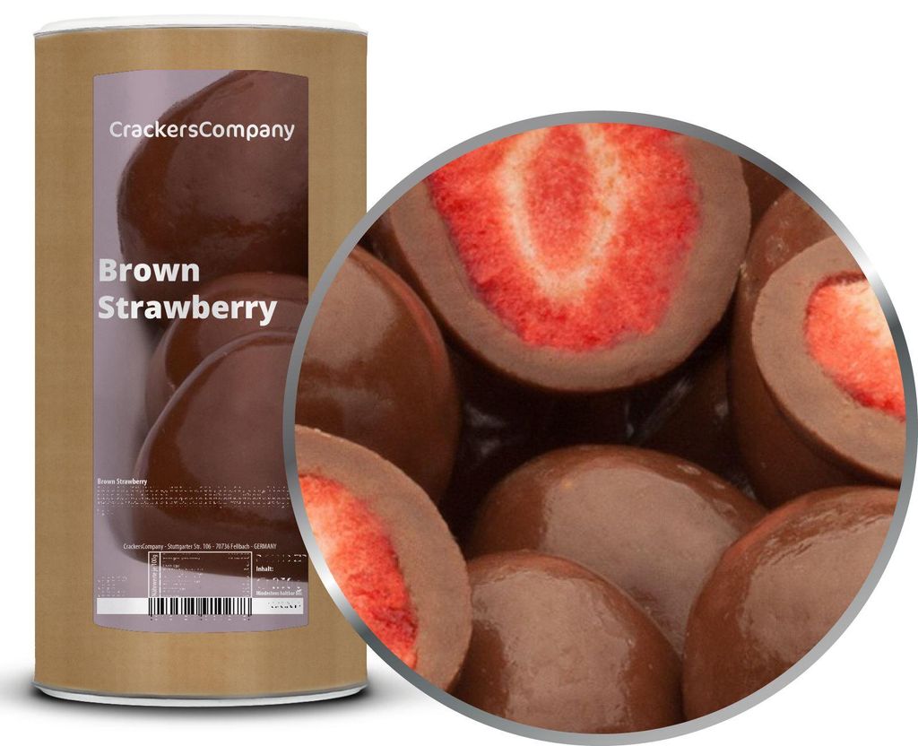 CrackersCompany Schoko-Erdbeeren (Brown Strawberry), Membrandose groß 600 g