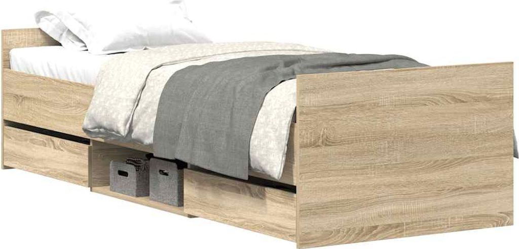 vidaXL Rám postele s čelem a podnožkou Sonoma dub 100x200 Obrázek produktu 