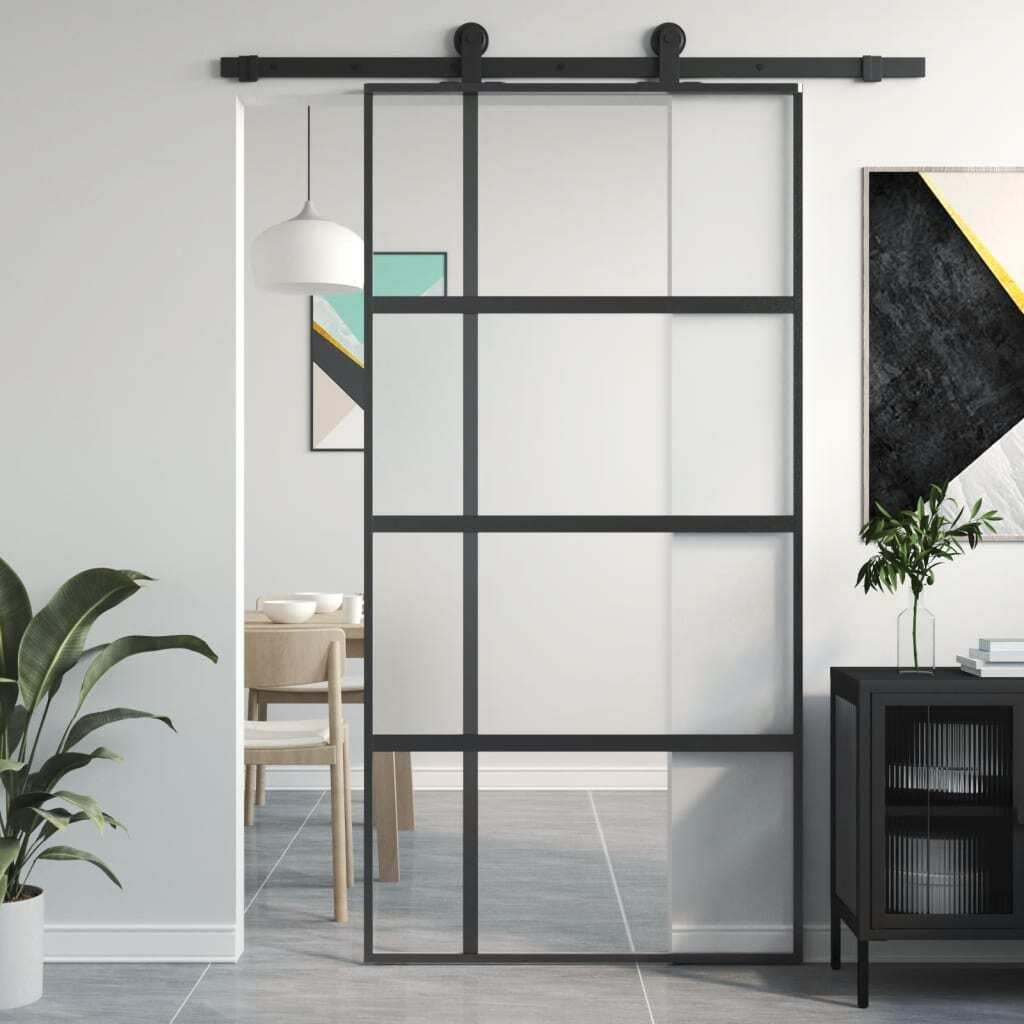 "im Angebot" Schiebetür Schwarz 102,5x205 cm Hartglas und Aluminium - Haustüren CC1193