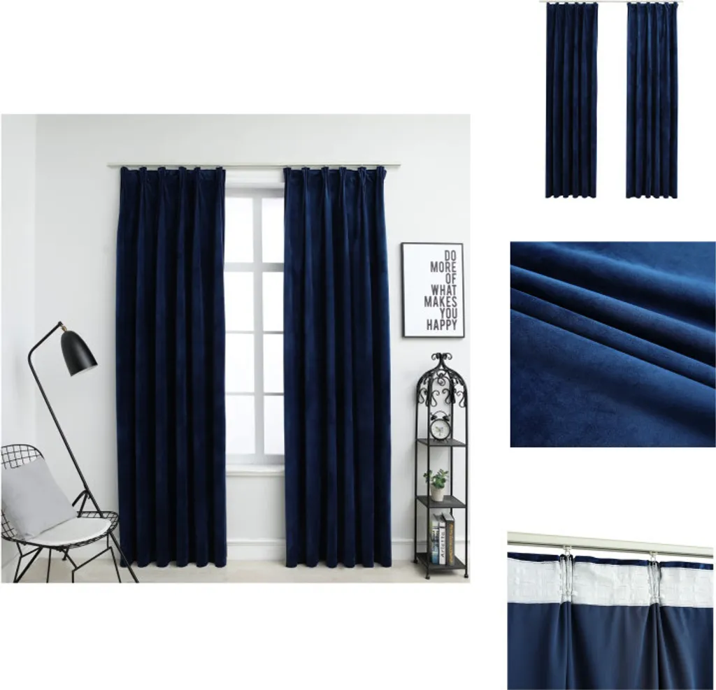 Set 2 Tende Oscuranti Blu Velluto 140x175 cm vidaXL - Ganci Inclusi