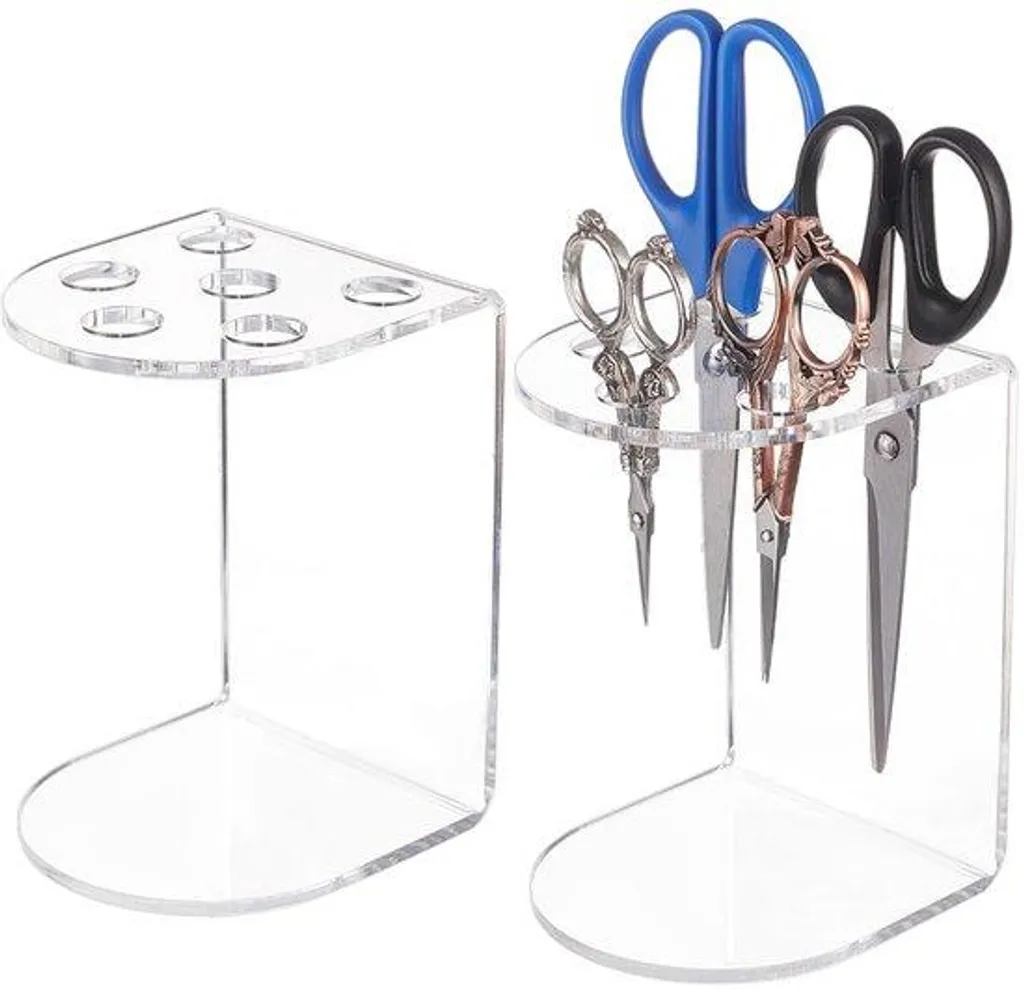 Organiseur de bureau pour coiffeur en acrylique avec 6 trous de 2 cm