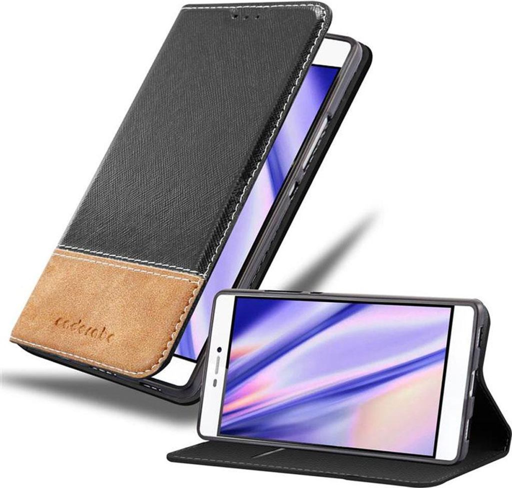 Cadorabo Hülle für Huawei P8 Schutzhülle in Schwarz SHandyhülle Book Case Etui Kunstleder