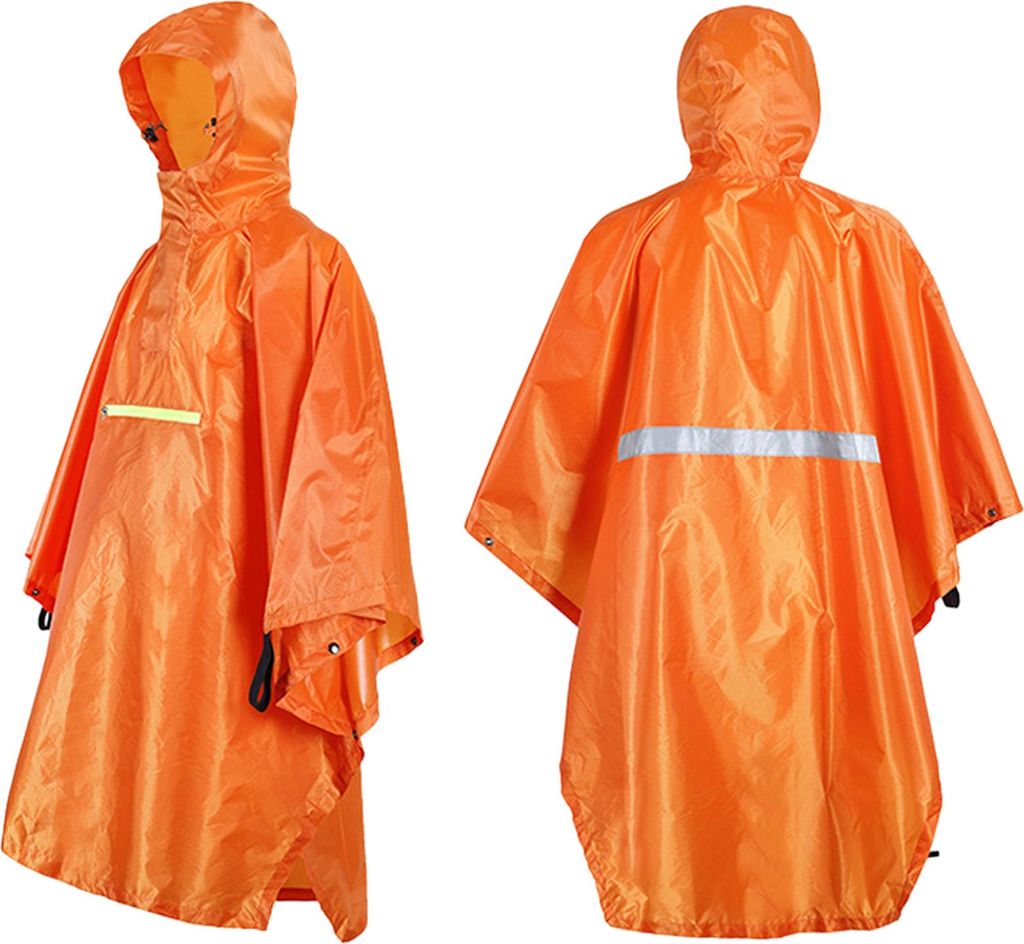 Männer Frauen Regenmantel Wasserdichte Regenbekleidung mit Reflektor Regenfest Poncho Reflektierende Streifen