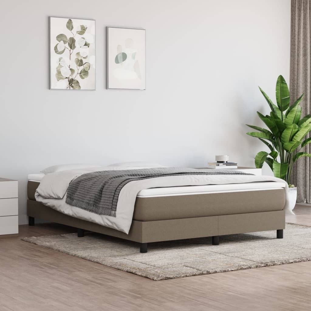 "Rabatt" Boxspringbett mit Matratze - 2 Personen - Strapazierfähiger Stoff - Taupe 140x200 cm Stoff - Klassische Betten CC7163