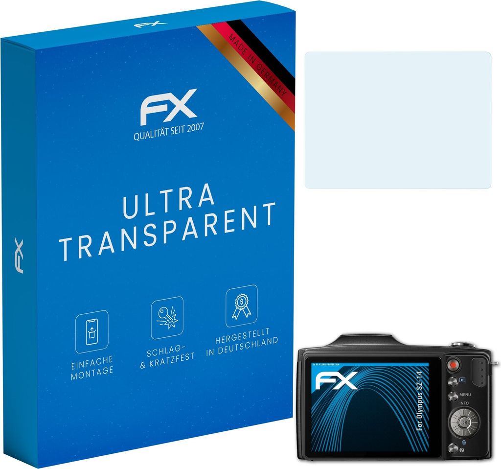 atFoliX FX-Clear 3x Schutzfolie kompatibel mit Olympus SZ-14 Displayschutzfolie