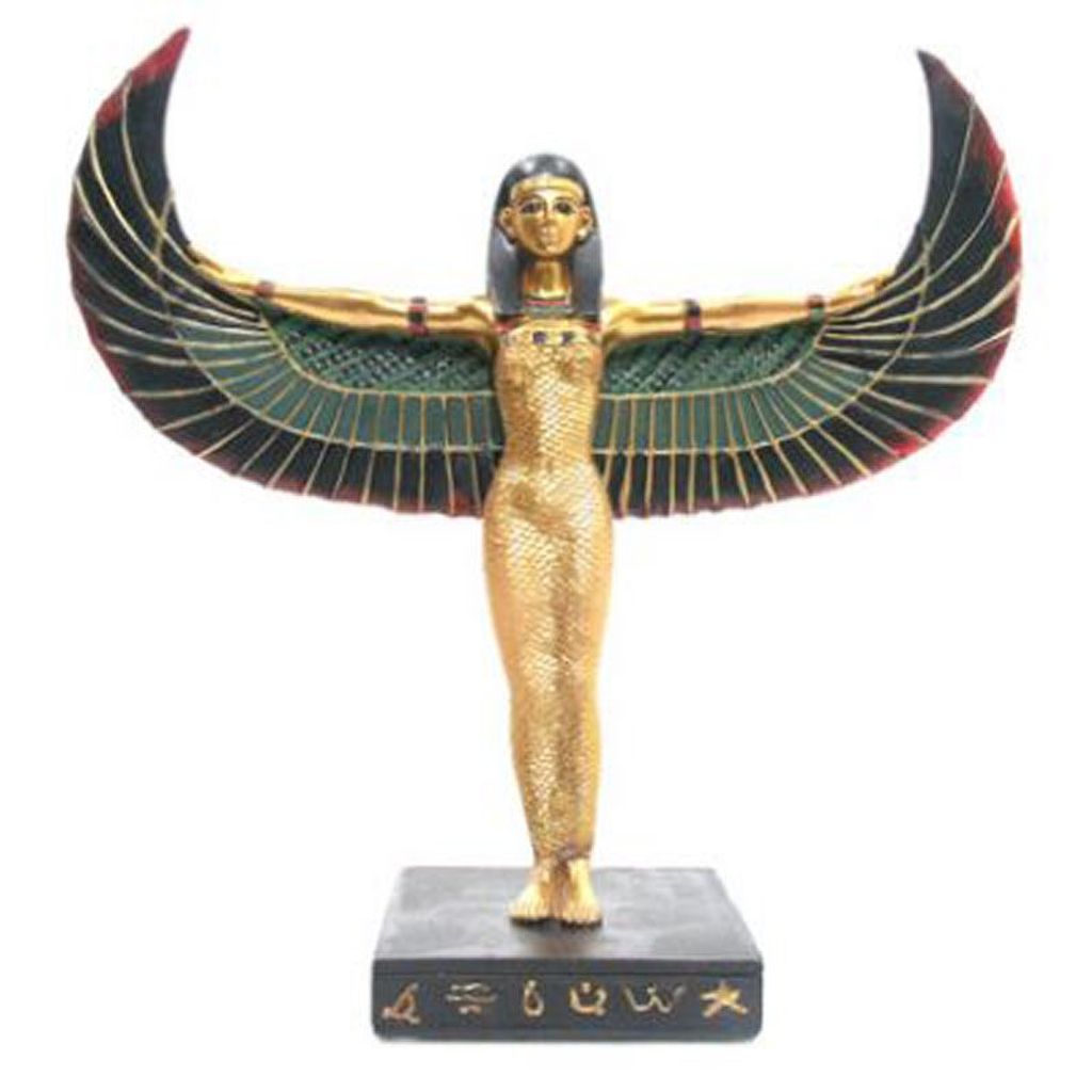Gold ägyptische geflügelte, stehende Isis-Figur