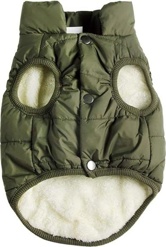 Fleece Hundejacke für Winter kaltes Wetter, Extra Weicher Hundemantel für Kleine Hunde, Winddichte Welpen Weste, Grün XS