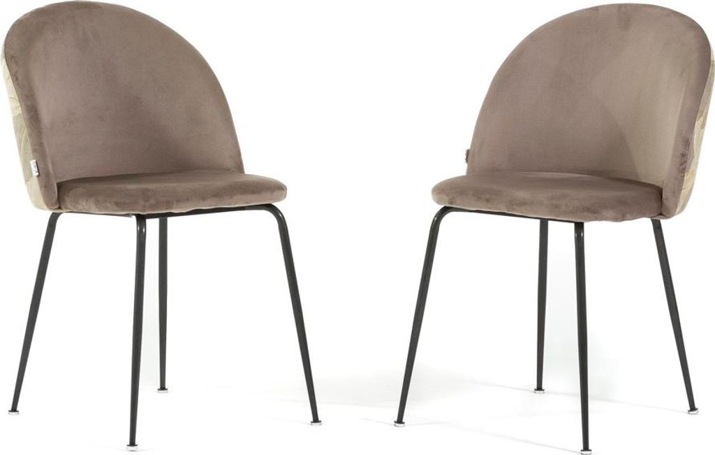 Set 2 gepolsterte Esszimmerstühle aus dekoriertem Samt, Metallbeine, elegantes Design für Küche, Esszimmer, Bar und Restaurants SARA - Taupe/Dun...