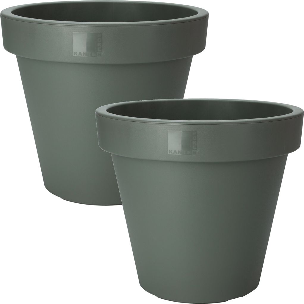 2x Blumenkübel Pflanzkübel Blumentopf Ø39cm Grün 23L Garten Balkon Terrasse Y850