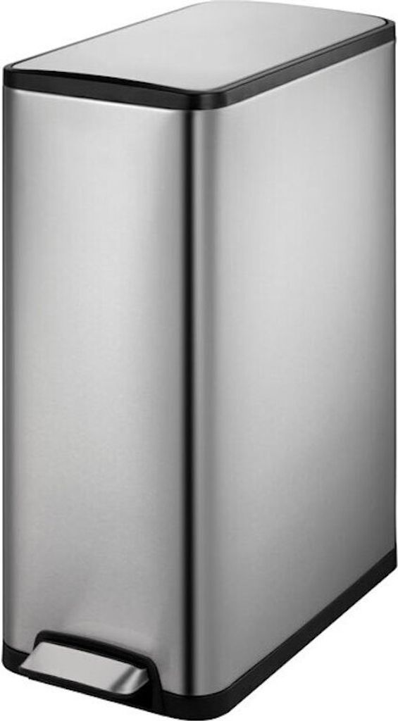 Stilvoller Treteimer aus mattem Edelstahl | 20+20 Liter, HxBxT 66,1x27,6x53,3cm | 2 Inneneimer | Silber