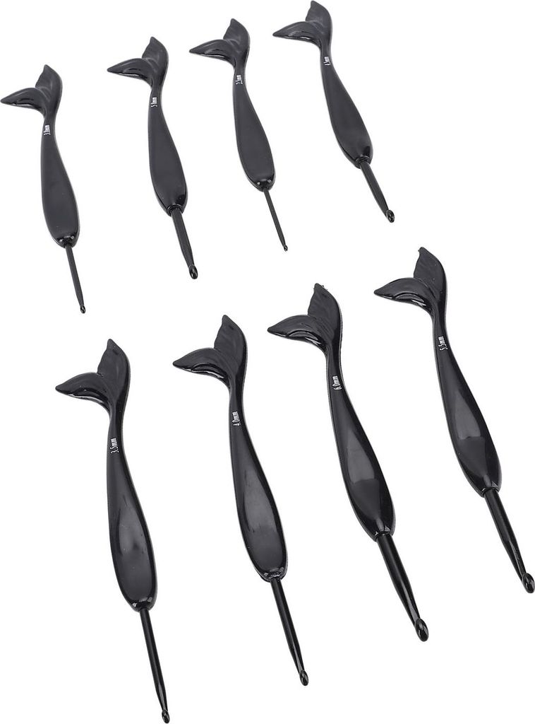 8-teiliges Häkelnadelset 2,5–6 mm ABS-Aluminium Ergonomische Häkelnadeln mit Fischschwanzgriff