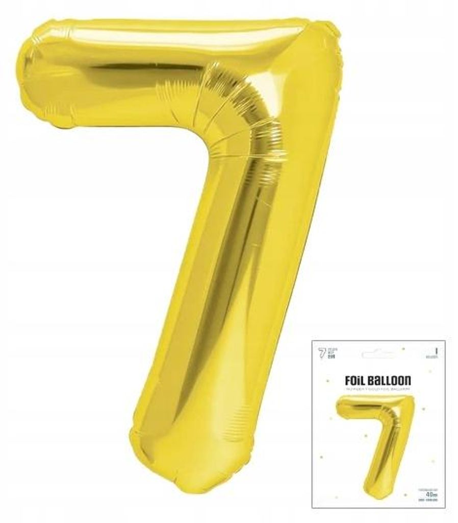 Balon Foliowy Cyfrą Cyferka 7 Złota Na Impreze Urodzinową Zdjęcie produktu 