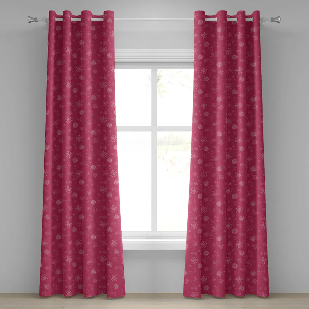 Rideaux décoratifs à motifs flocons pour chambre fille rose et blanc