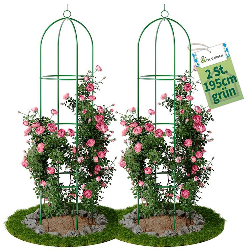 TTL GARDEN Rankhilfe Obelisk XL 195x40cm grün 2er Set – Produktbild 