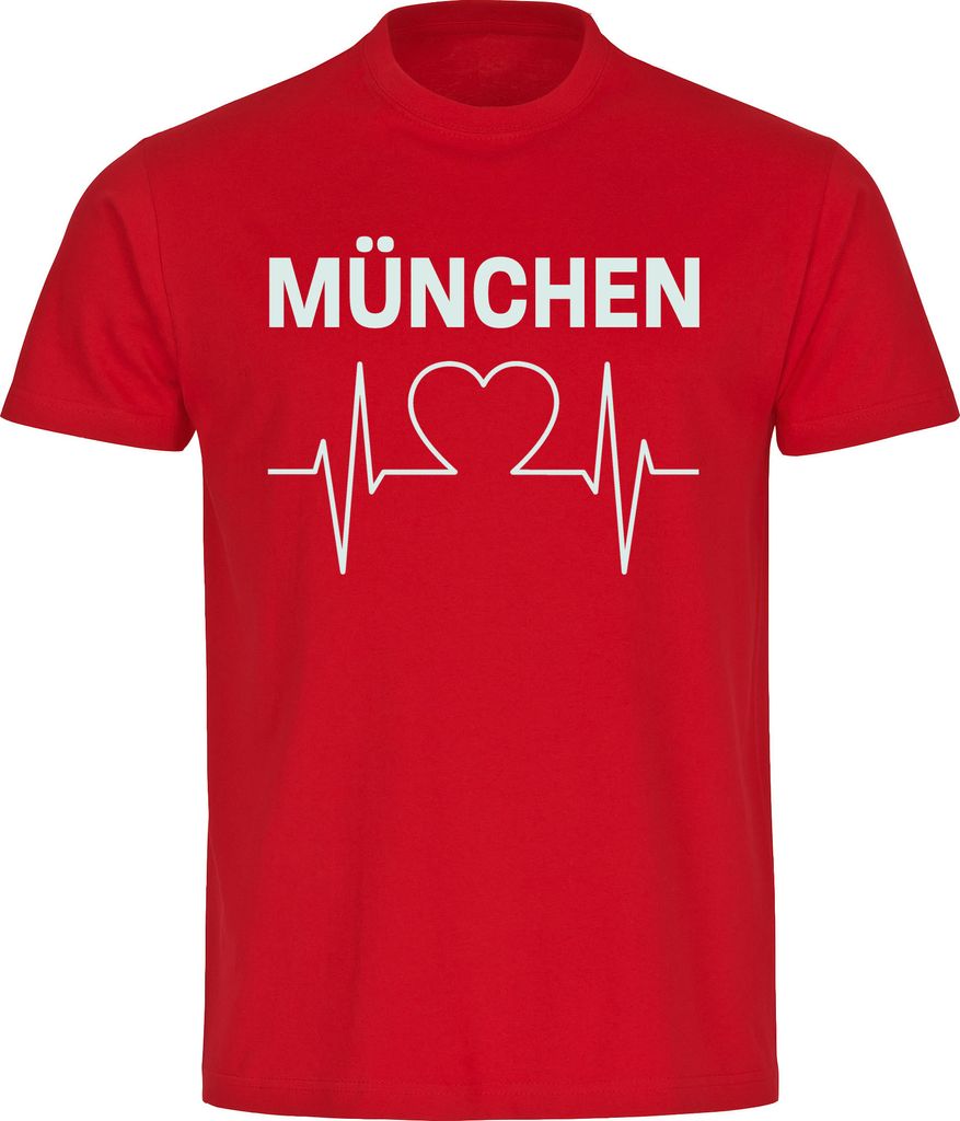 multifanshop Kinder T-Shirt - München rot - Herzschlag, rot, Größe 140