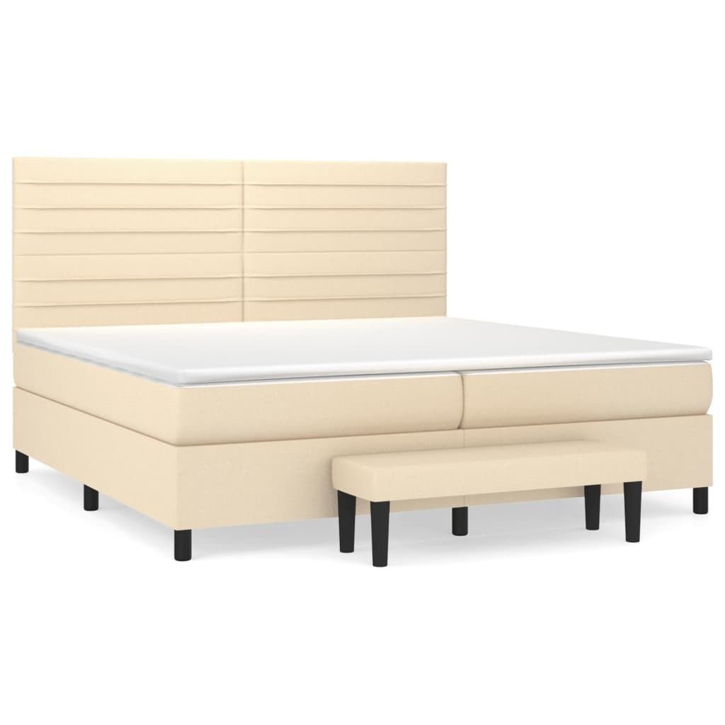 vidaXL Boxspringbett mit Matratze Creme 200x200 cm Stoff