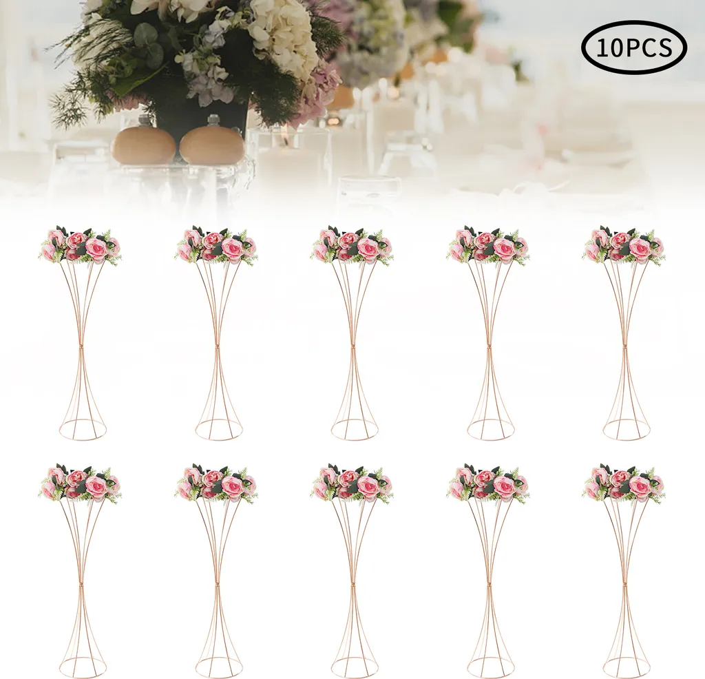 Lot de 10 Vases de Table Dorés pour Mariage et Réception - Design 50cm - 10