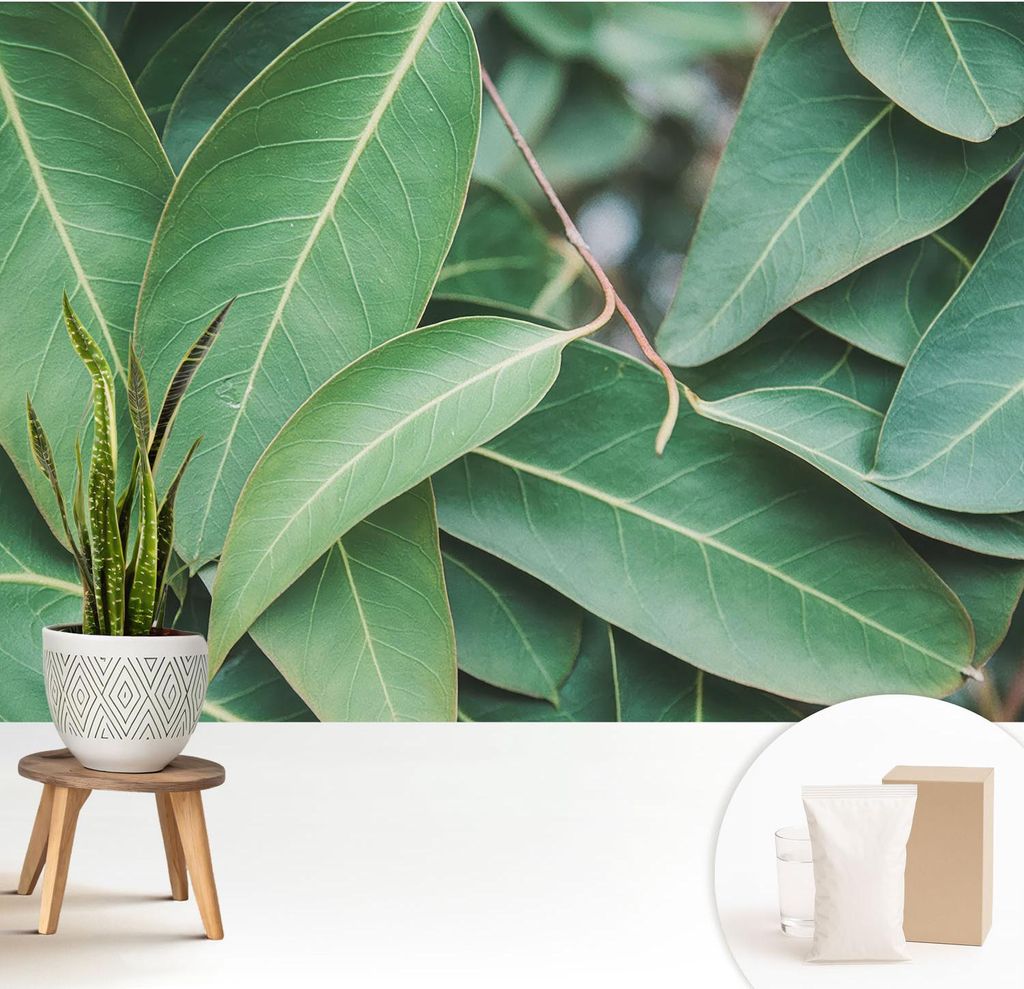 Fototapete - 208x146 cm - Tapete - Wandtapete - Wandbilder - Dekofolie - Tapete Folie - Wand - Dekoration - Wohnzimmer - Grüne Blätter