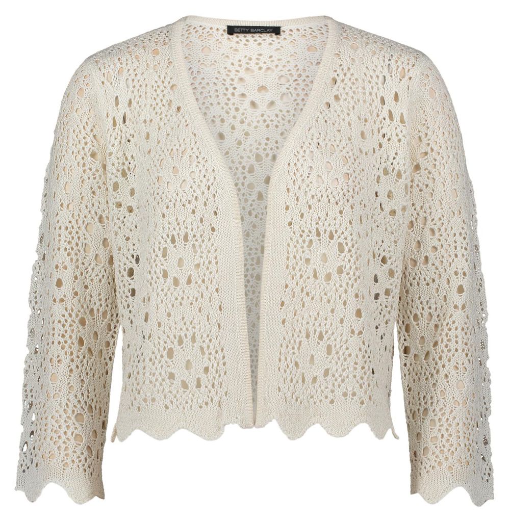 Betty Barclay Sommer Strickjacke, V-Ausschnitt, Ajourmuster, 3/4 Arm, 50 cm Länge