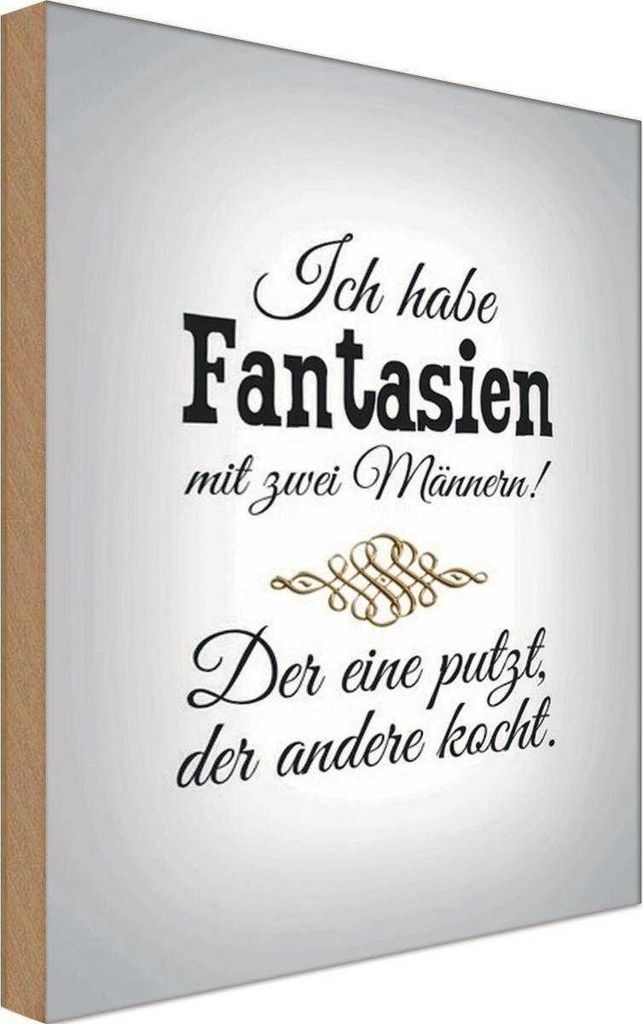 vianmo Holzschild 30x20 cm Fantasien zwei Männer 1 putzt Frauen