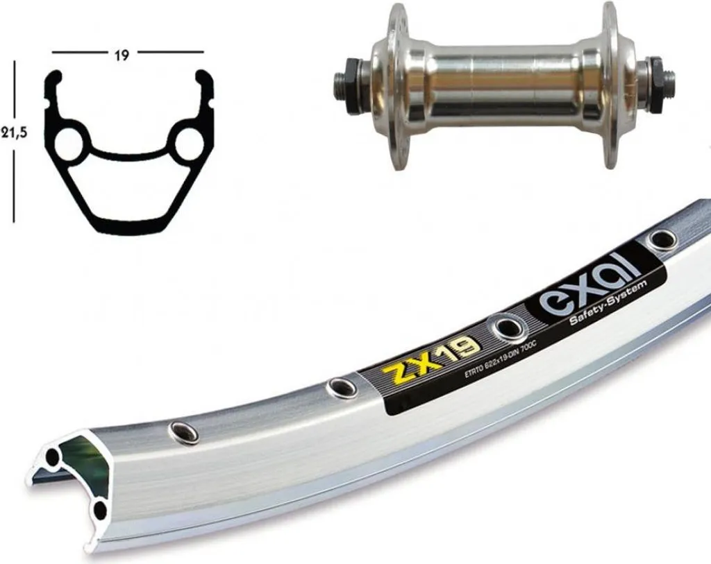 Roue vélo 26x1,75 Exal ZX 19 argent avec moyeu alu SSP 36 trous