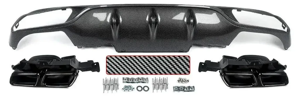 Diffuseur Look Carbone Mercedes W213 Classe E avec Doubles Sorties