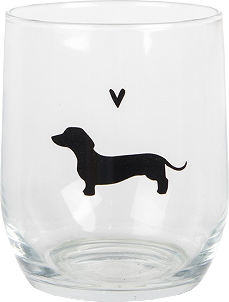 Clayre & Eef Wasserglas 300 ml Transparant Glas Dackel Produktbild 