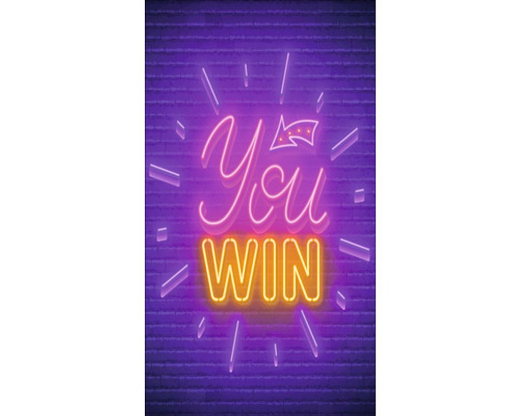 Decopanel You Win 15x30 cm Pink Gelb leuchtendes Neon-Design Hochkantformat