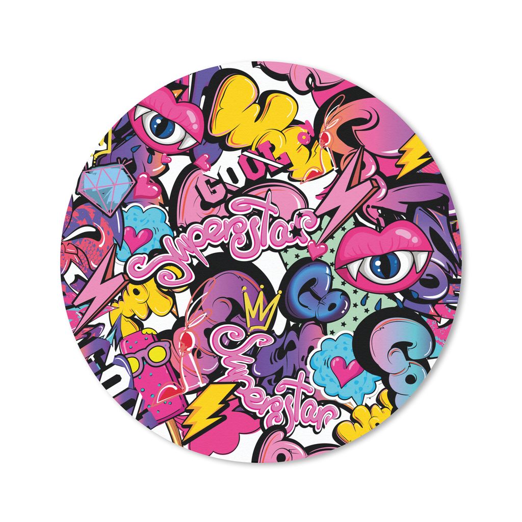 MuchoWow Mauspad Mousepad Design - Superstar - Cool - Muster - Lippen - Kinder 40x40 cm - Mousepads - Maus Mat - Pad - Mausunterlage - Schreibtis...