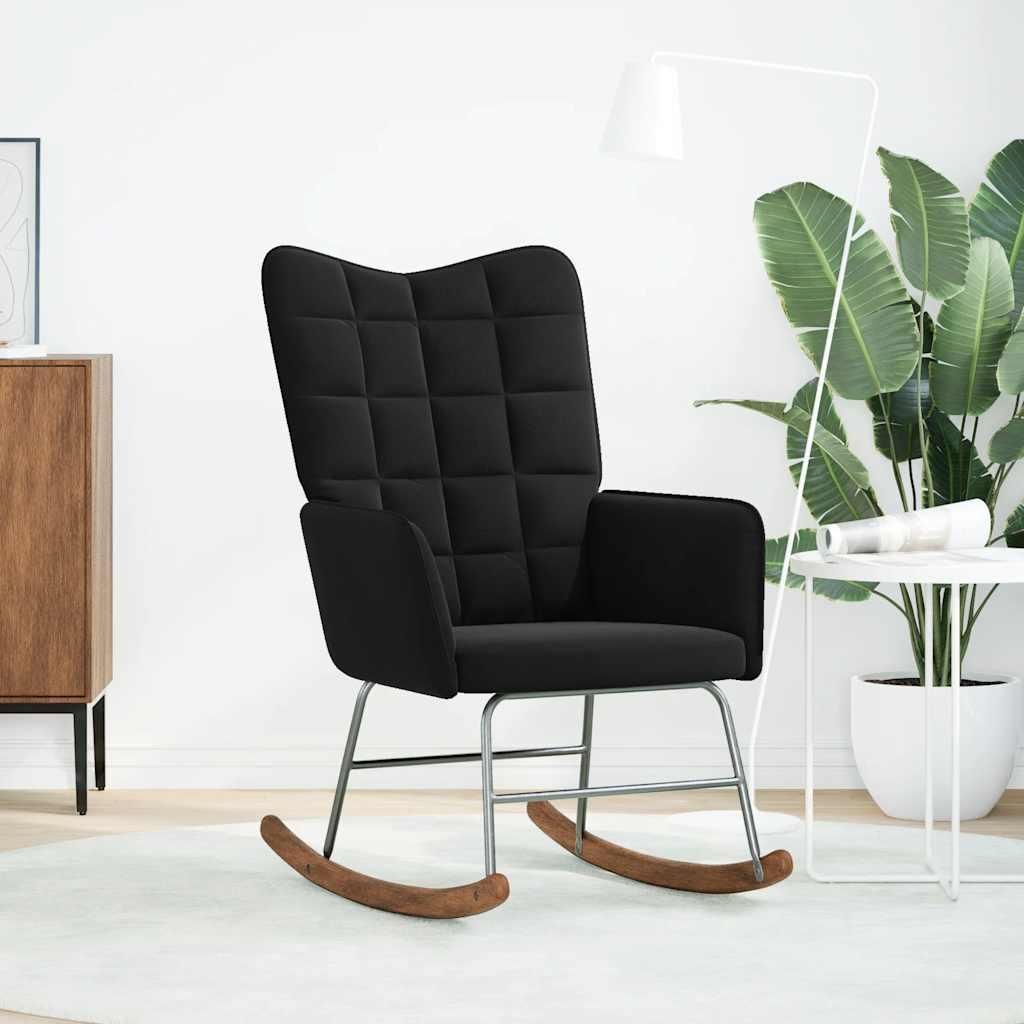 vidaXL Schaukelstuhl Schwarz Samt