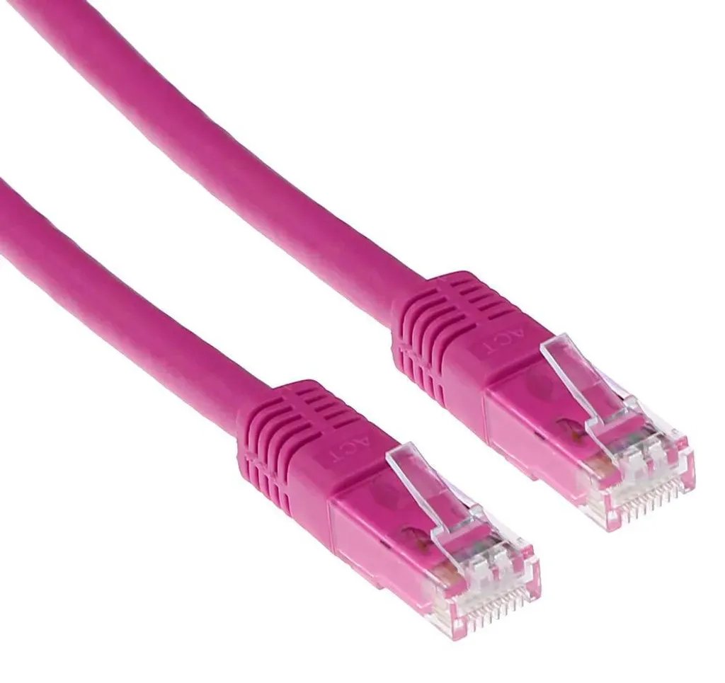 Câble réseau CAT6 7m U/UTP ACT Rose haute performance pour switch PC