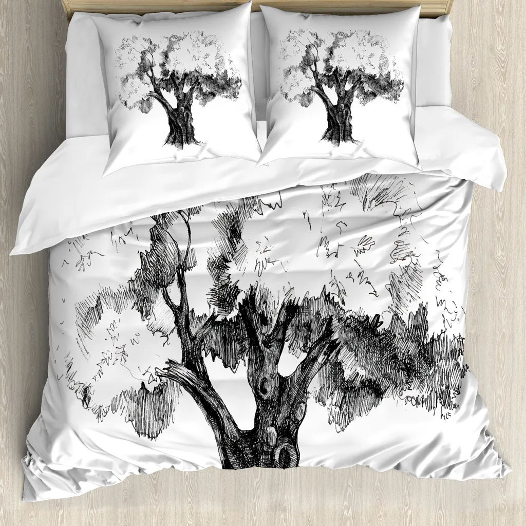 Copripiumino Baum Olive Tree ABAKUHAUS: Eleganza Antiacaro Bianca e Nera