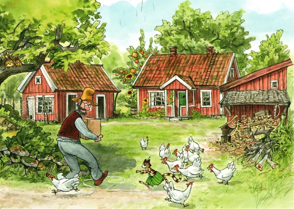 Postkarte "Pettersson und Findus: Pettersson im Garten"