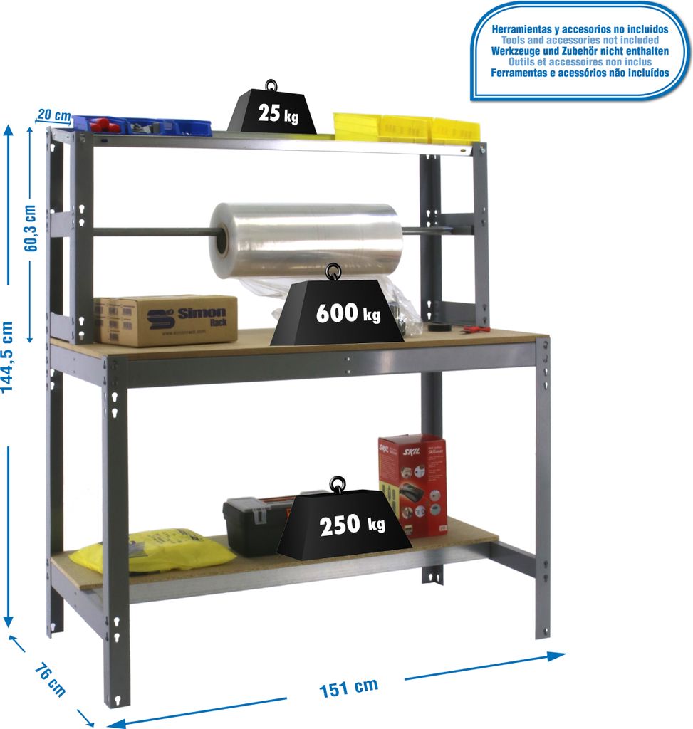 Werkbank ohne Parafuses SIMONWORK BT4 1500 CINZA/MADEIRA