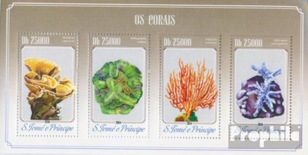 Briefmarken Sao Tome e Principe 2014 Mi 5790-5793 Kleinbogen (kompl. Ausgabe) postfrisch Korallen