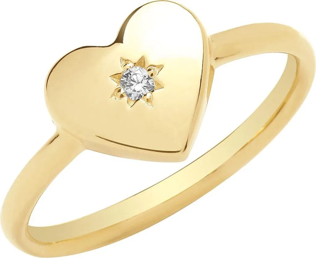 Bague Or 375/1000 Coeur pour Femme - Bijou de Qualité en Taille 54