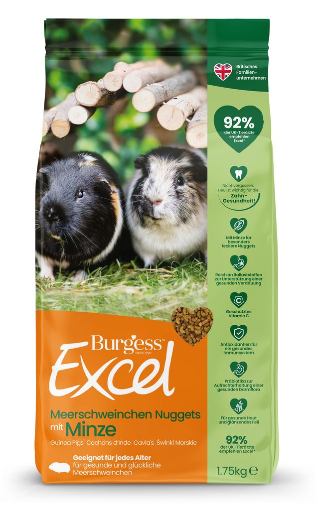 Burgess Excel Nuggets mit Minze – hochwertiges Meerschweinchenfutter 1,75KG