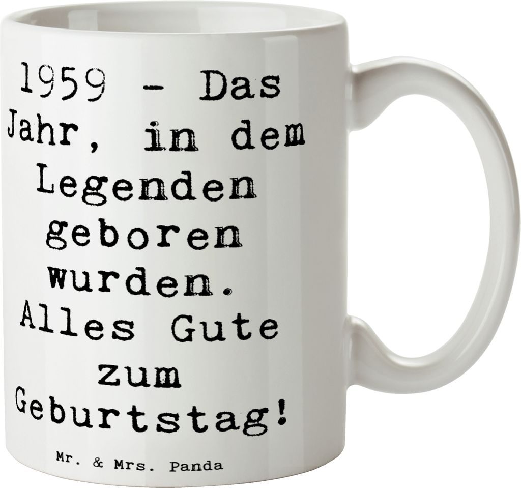 Mr. & Mrs. Panda Teetasse Spruch 1959 Geburtstag - Weiß - Geschenk, Jubiläum, Tasse, Legenden geboren, Liebe, runder, am, Kaffeebecher, Becher, A...