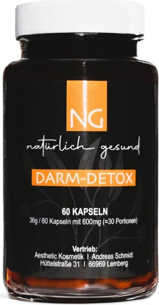 NG natürlich gesund Darm-Detox hochdosiert 60 Kapseln 4 Wochen Kur Nahrungsergänzungsmittel Probiotika Kräutermischung Vegan