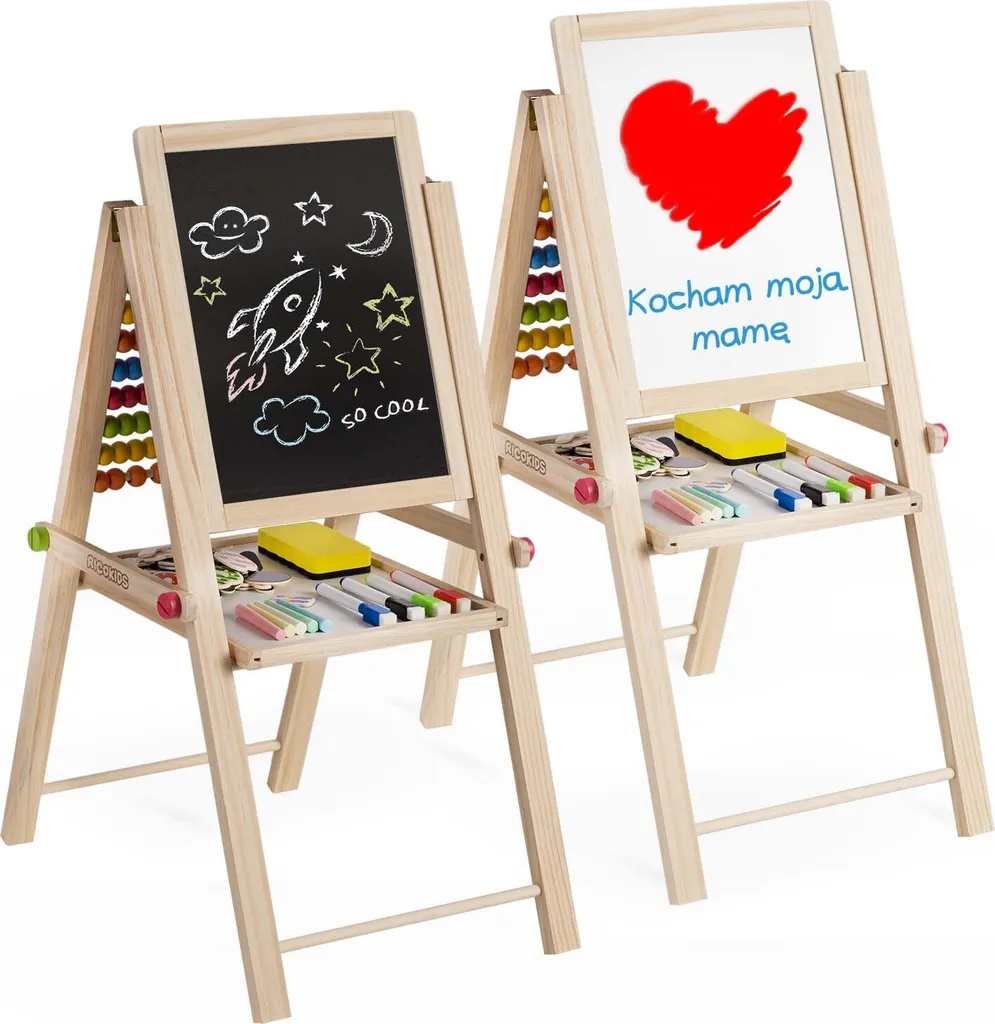 Tableau magnétique pliant 2-en-1 avec ardoise et surface magnétique