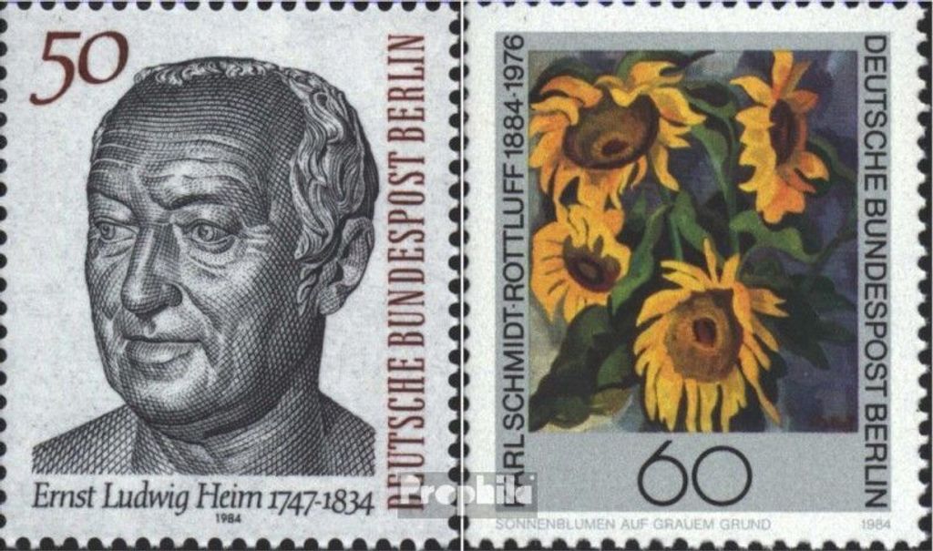 Briefmarken Berlin (West) 1984 Mi 723,728 (kompl.Ausg.) postfrisch Helm