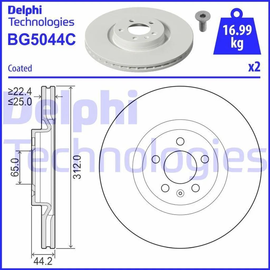 Éliminez les vibrations de freinage Audi A1 GB - Disque Delphi BG5044C